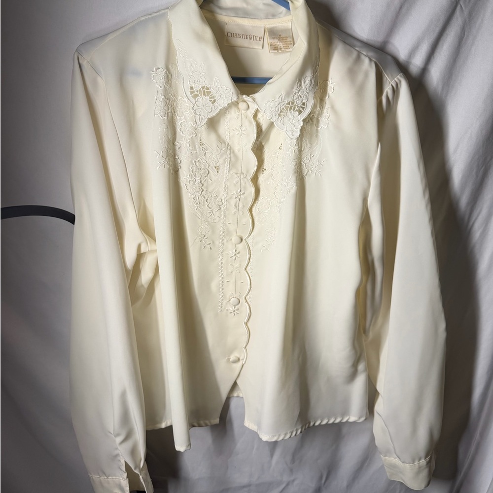 Police Women's Ivory blouse with Embroidery